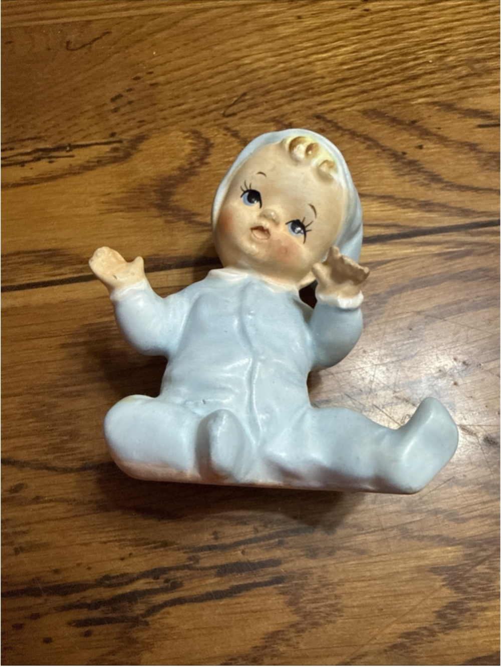 Lefton Baby Boy 3" Porcelain Figurine Blue Japan Rare